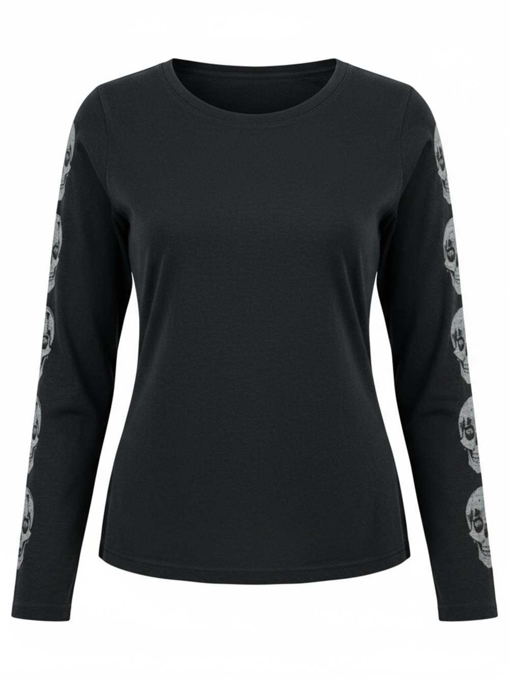 torrid Black Long-Sleeve Tee with Skull Sleeve Print